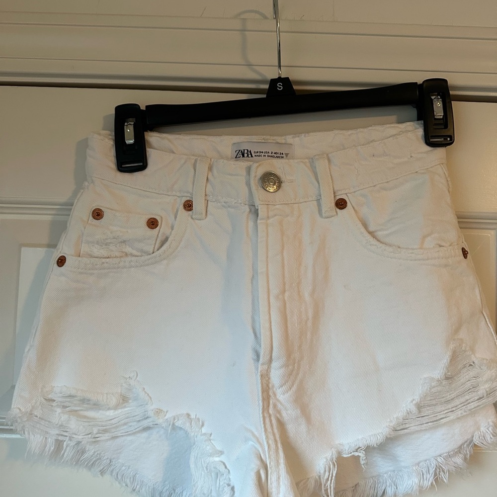 Zara White Denim Shorts